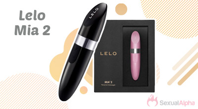 Black and pink Lelo Mia 2 vibrators, one displayed outside and one in its packaging.