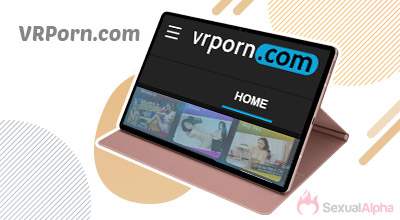 Tablet displaying VRPorn.com homepage with video thumbnails