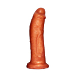 Terracotta-colored ancient artifact resembling a phallus