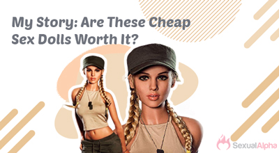 Two sex dolls with braided hair and caps, with text overlay: 'My Story: Are These Cheap Sex Dolls Worth It?'